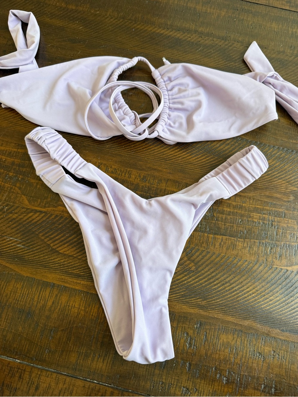 Mauve Lilac Ruched Bikini Set